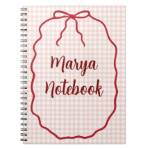 Cuaderno espiral de gingham personalizado | Nombre