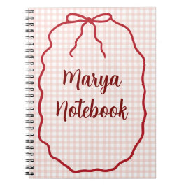 Cuaderno espiral de gingham personalizado | Nombre