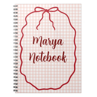 Cuaderno espiral de gingham personalizado | Nombre