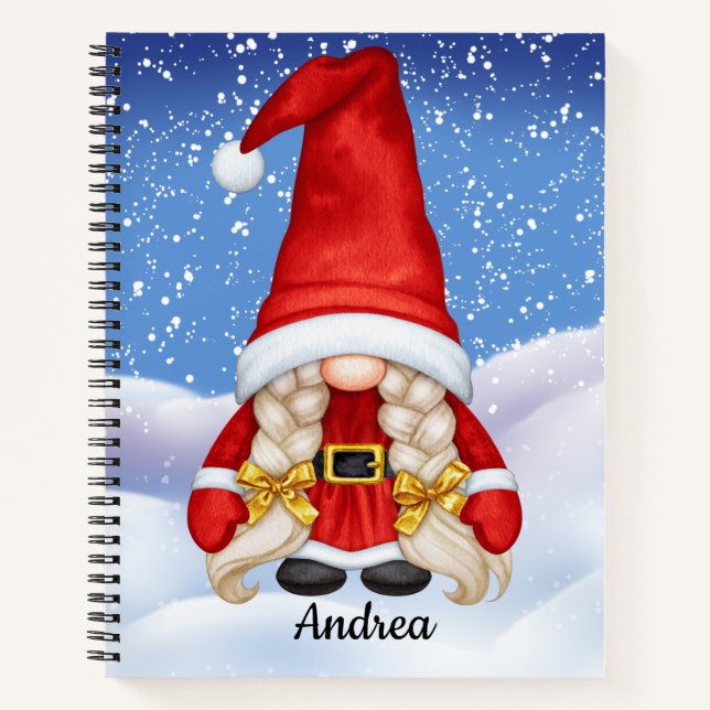 Cuaderno espiral de gnomo de Navidad (Anverso)