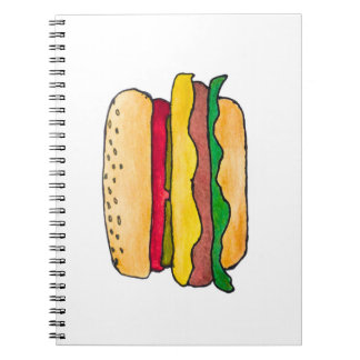 Cuaderno espiral de hamburguesa con queso y libro 