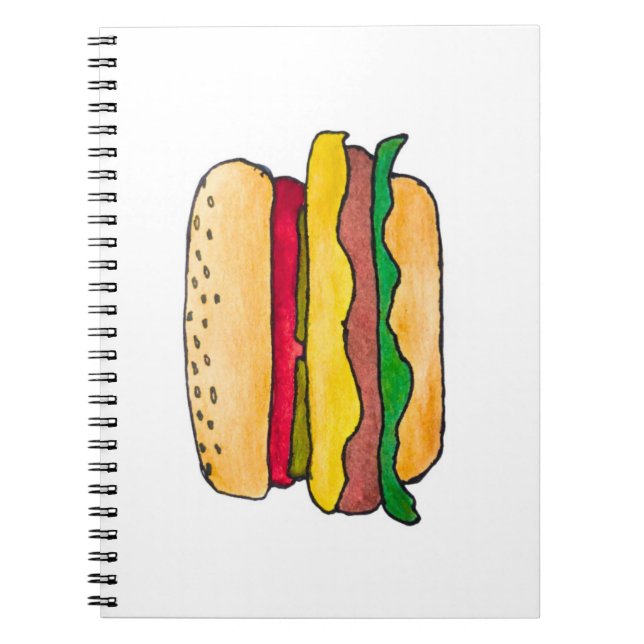 Cuaderno espiral de hamburguesa con queso y libro  (Frente)