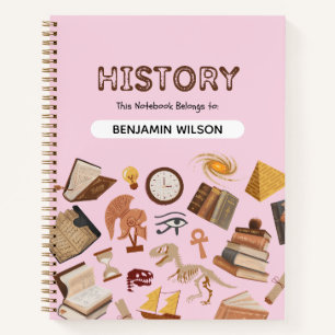 Cuaderno espiral de historia rosa y marrón – Perso