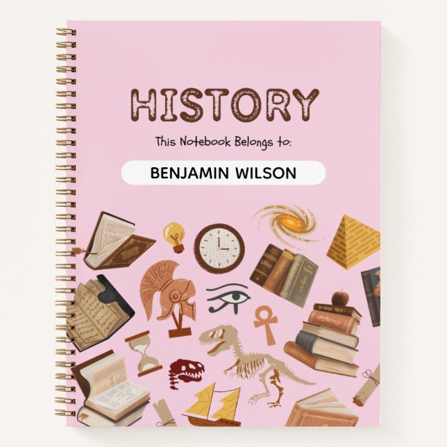 Cuaderno espiral de historia rosa y marrón – Perso (Anverso)