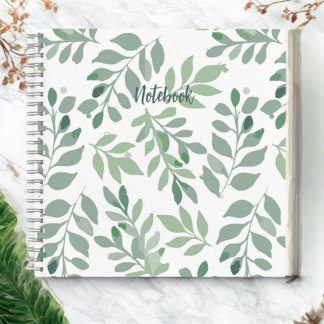 Cuaderno espiral de hoja verde personalizado