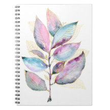 Cuaderno espiral de hojas botánicas de acuarela pa