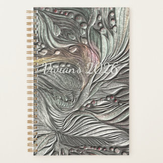 Cuaderno espiral de hojas metálicas plateadas de l