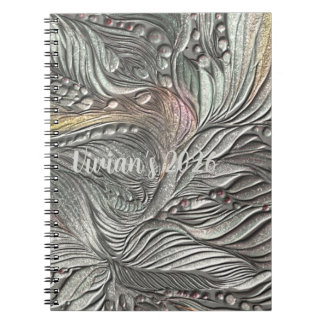 Cuaderno espiral de hojas metálicas plateadas de l