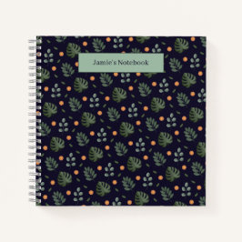 Cuaderno espiral de hojas moderno con nombre perso