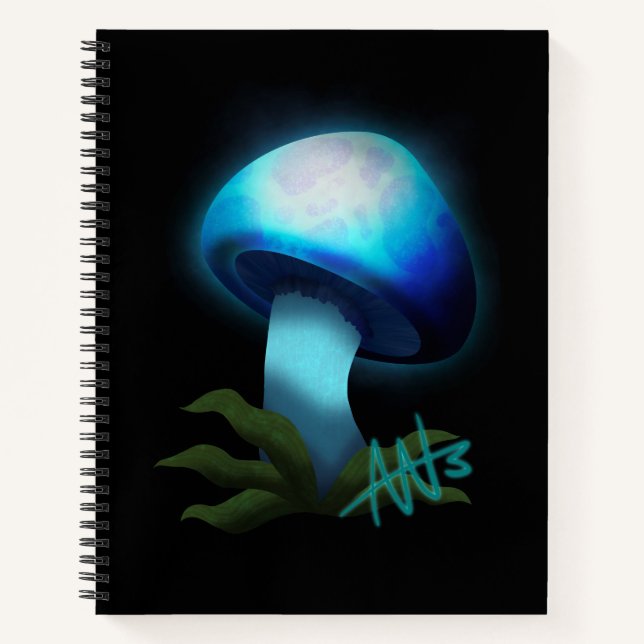 Cuaderno Espiral de hongo azul brillante de Shiitake Galaxy (Anverso)