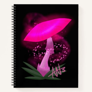 Cuaderno Espiral de hongo brillante rosa bonito