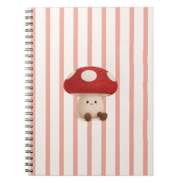 Cuaderno espiral de hongos Kawaii lindo