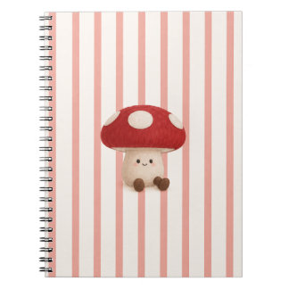 Cuaderno espiral de hongos Kawaii lindo