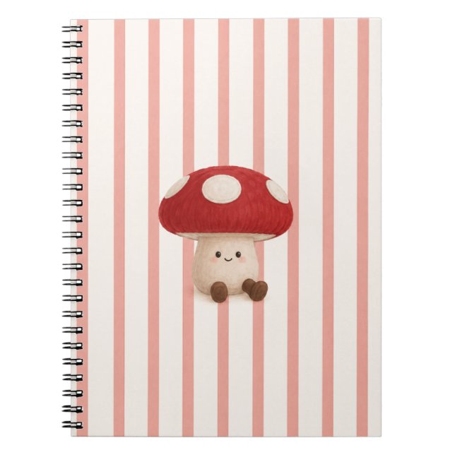 Cuaderno espiral de hongos Kawaii lindo (Frente)