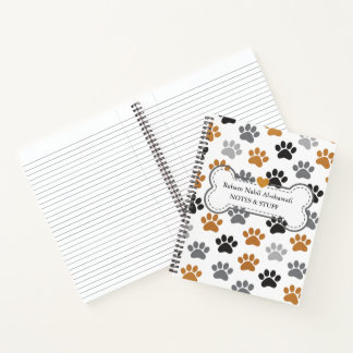 Cuaderno espiral de huella de perro neutral modern