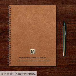 Cuaderno Espiral de impresión de cuero elegante monograma