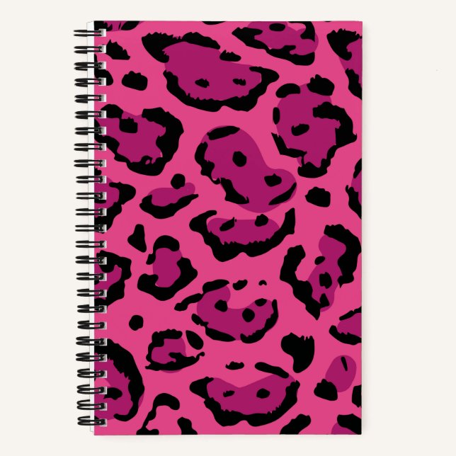 Cuaderno Espiral de impresión de leopardo rosa (Anverso)