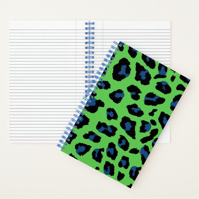 Cuaderno Espiral de impresión de leopardo verde y azul (Interior)