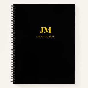 Cuaderno espiral de iniciales con monograma negro