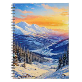 Cuaderno espiral de invierno por la mañana en acuarela