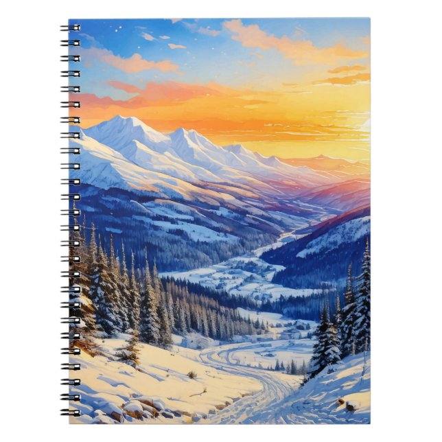 Cuaderno espiral de invierno por la mañana en acuarela (Frente)
