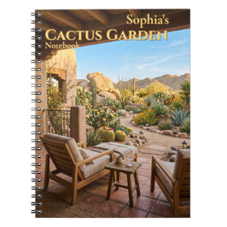 Cuaderno espiral de jardín de cactus personalizado