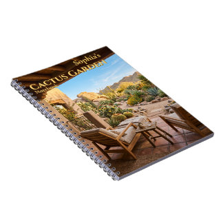 Cuaderno espiral de jardín de cactus personalizado