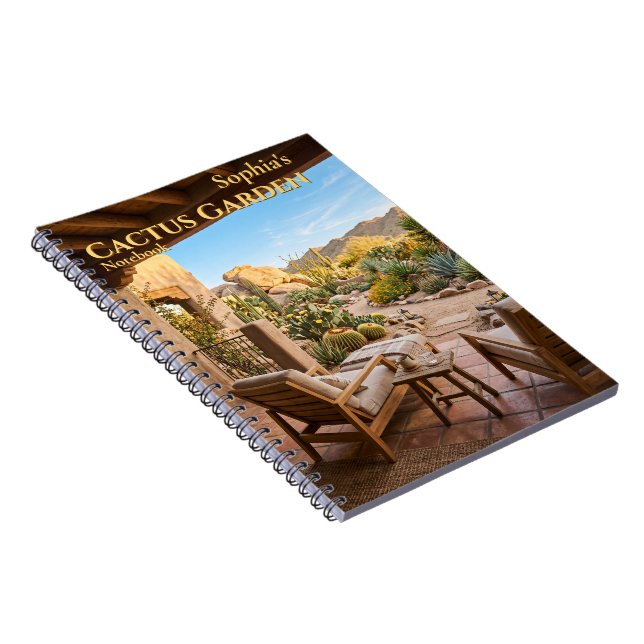 Cuaderno espiral de jardín de cactus personalizado (Lado Derecho)