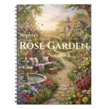 Cuaderno espiral de jardín de rosas personalizado
