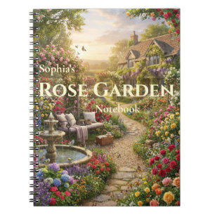 Cuaderno espiral de jardín de rosas personalizado