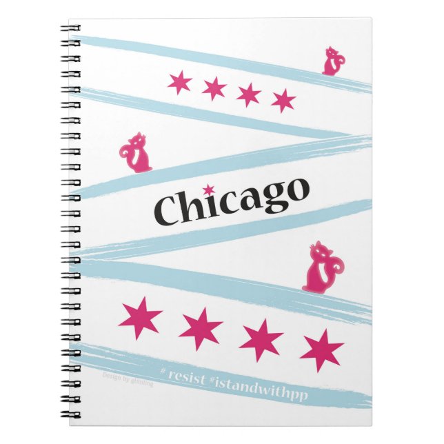Cuaderno espiral de la bandera de Chicago con los (Frente)