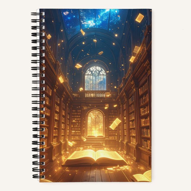 Cuaderno espiral de la biblioteca encantada (Anverso)
