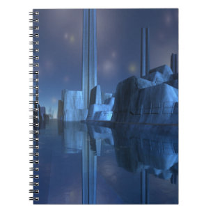 Cuaderno espiral de la ciudad extranjera azul del