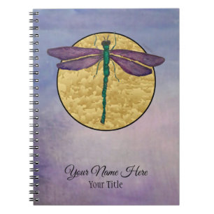 Cuaderno espiral de la libélula púrpura