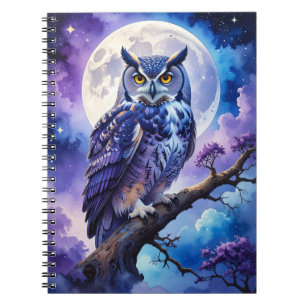 Cuaderno espiral de la luna del búho celestial