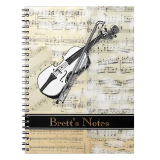 Cuaderno espiral de la música del violín del