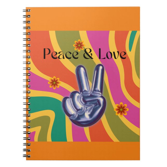 Cuaderno Espiral de la paz y el amor retro de los portátile (Frente)