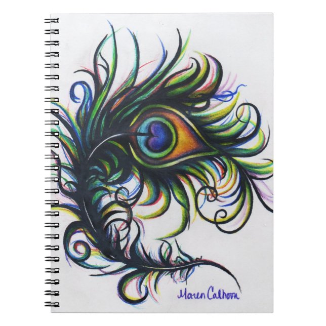 Cuaderno espiral de la pluma del pavo real (Frente)
