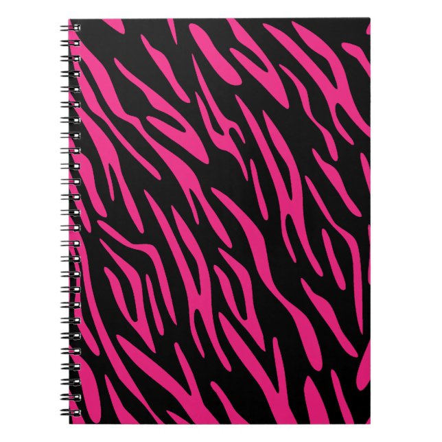 Cuaderno espiral de la raya negra y rosada de la (Frente)