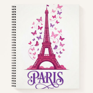 Cuaderno espiral de la Torre Eiffel de París con m