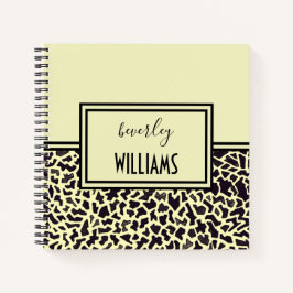 Cuaderno espiral de leopardo crema personalizado