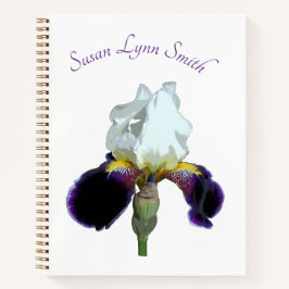 Cuaderno espiral de lirio morado y blanco