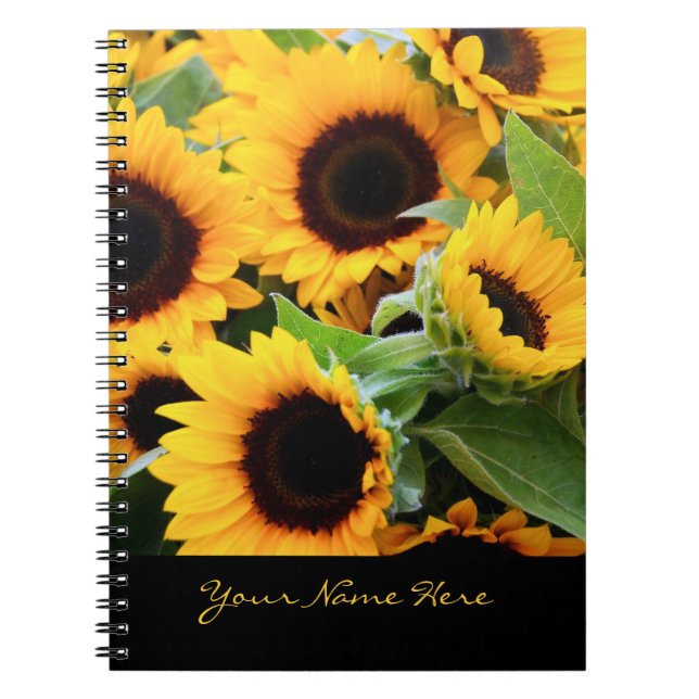 Cuaderno espiral de los girasoles con el texto (Frente)