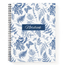Cuaderno espiral de lujo Blue Botanical