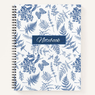 Cuaderno espiral de lujo Blue Botanical