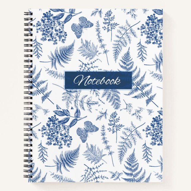 Cuaderno espiral de lujo Blue Botanical (Anverso)