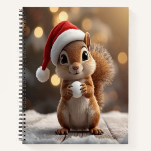 Cuaderno espiral de lujo de ardilla de Navidad lin