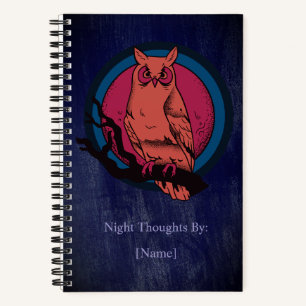 Cuaderno espiral de luna búho nocturno gótico retr