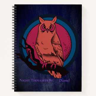 Cuaderno espiral de luna búho nocturno gótico retr