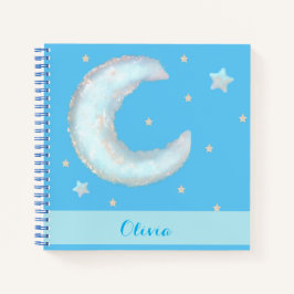 Cuaderno espiral de luna y estrellas lindas